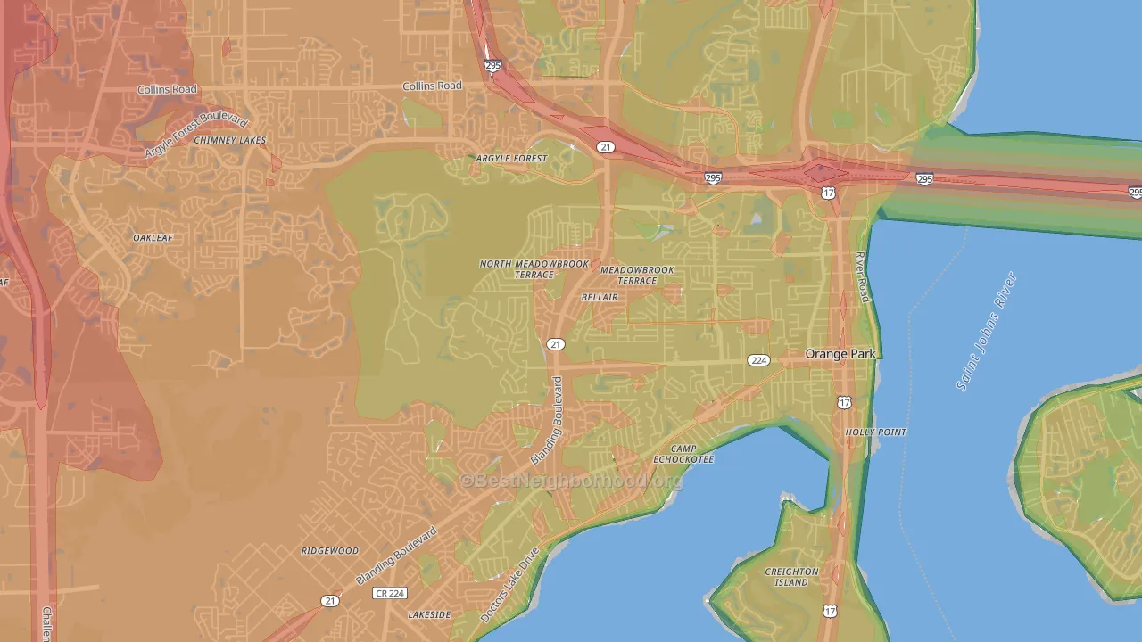 32073, FL Map of Noise Levels in 32073