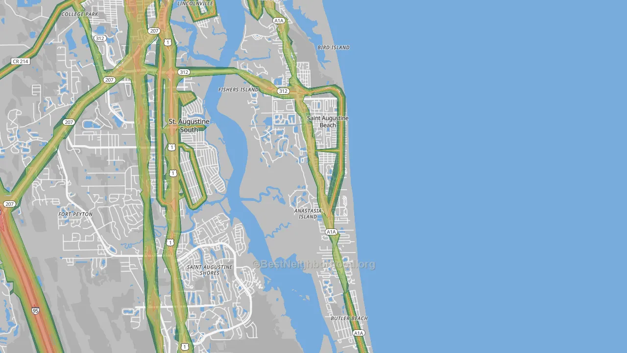 32080, FL Map of Noise Levels in 32080