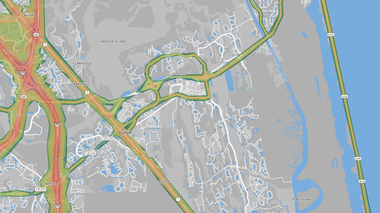 32081, FL Map of Noise Levels in 32081