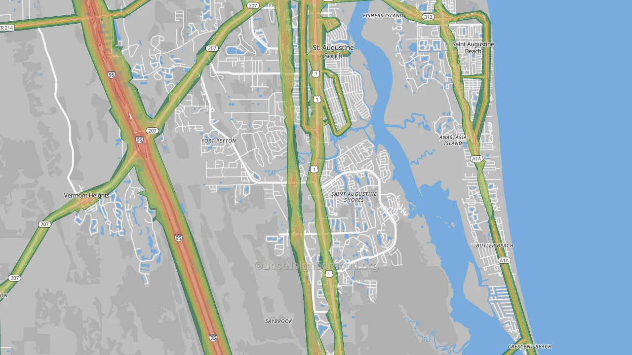 32086, FL Map of Noise Levels in 32086