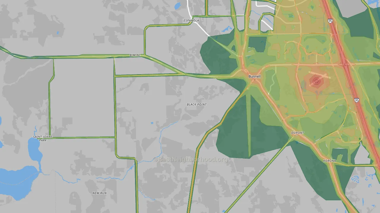 32110, FL Map of Noise Levels in 32110