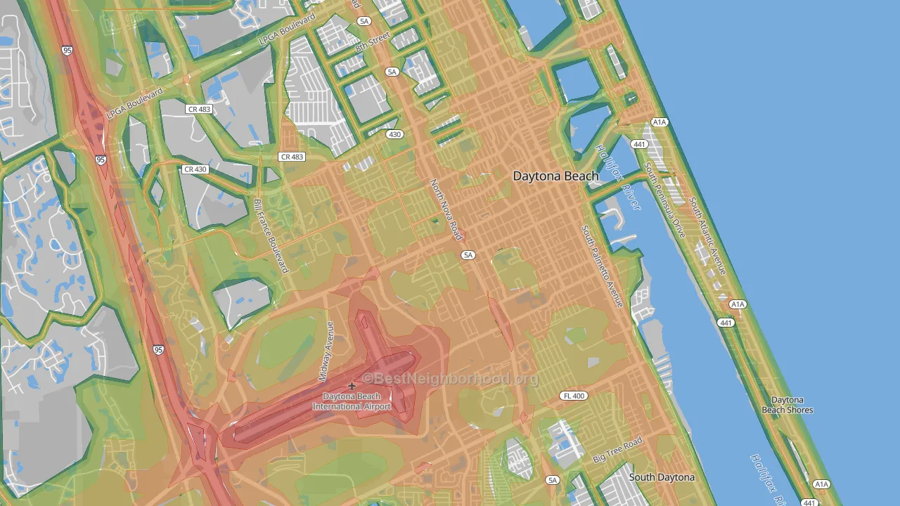 32114, FL Map of Noise Levels in 32114