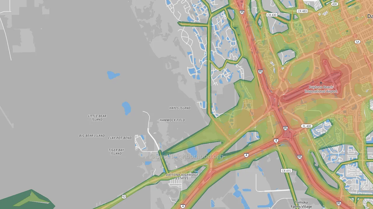 32124, FL Map of Noise Levels in 32124