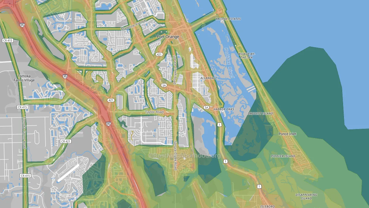 32127, FL Map of Noise Levels in 32127