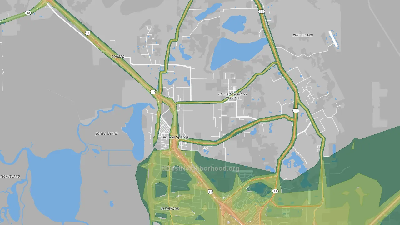 32130, FL Map of Noise Levels in 32130