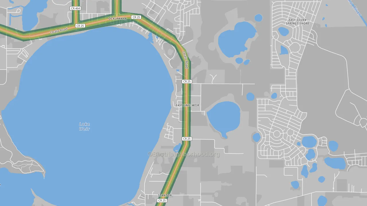 32133, FL Map of Noise Levels in 32133