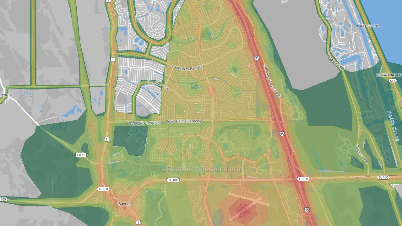 32164, FL Map of Noise Levels in 32164