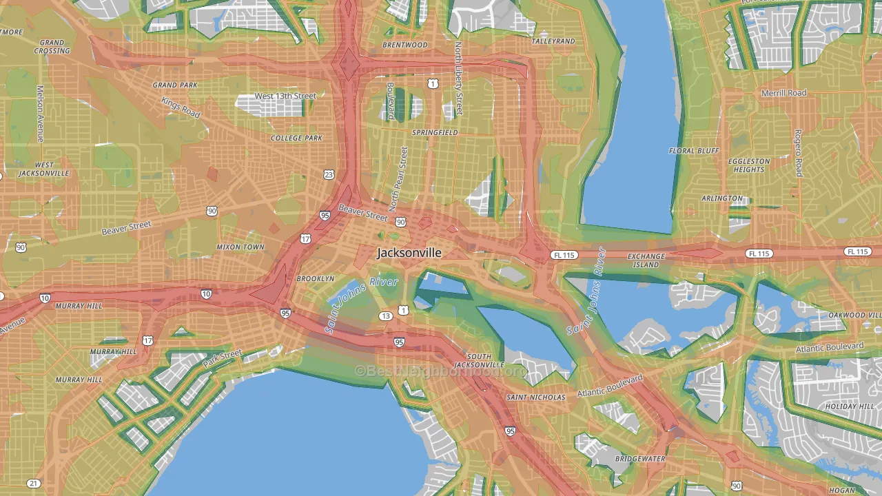 32202, FL Map of Noise Levels in 32202