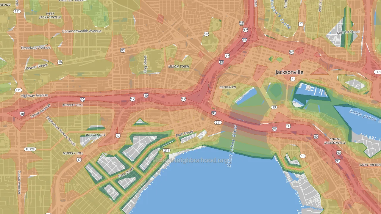 32204, FL Map of Noise Levels in 32204
