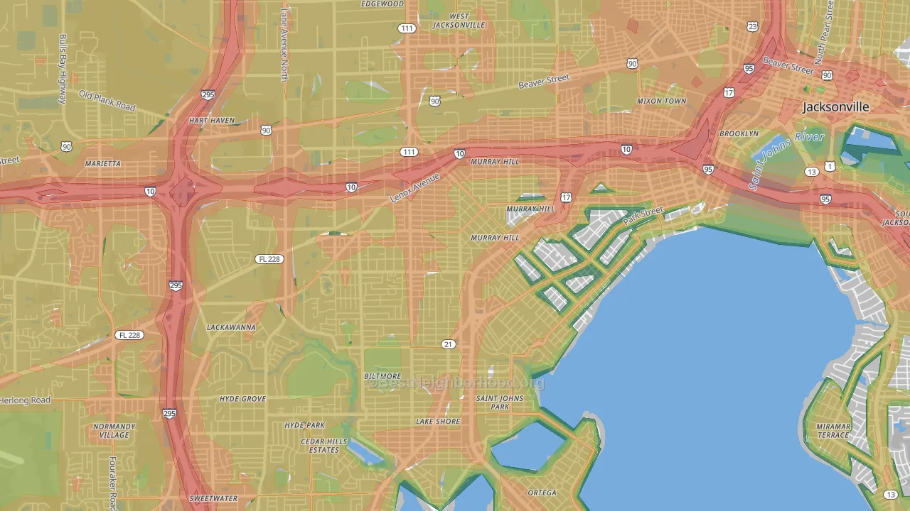32205, FL Map of Noise Levels in 32205