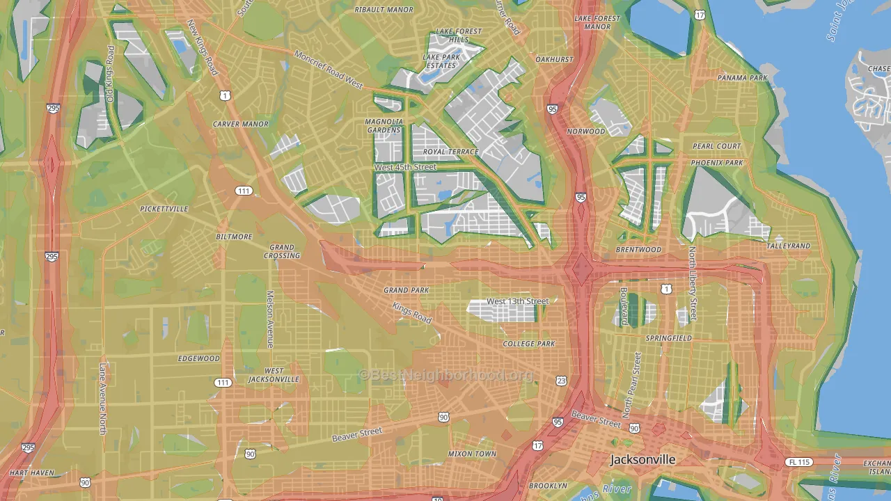 32209, FL Map of Noise Levels in 32209