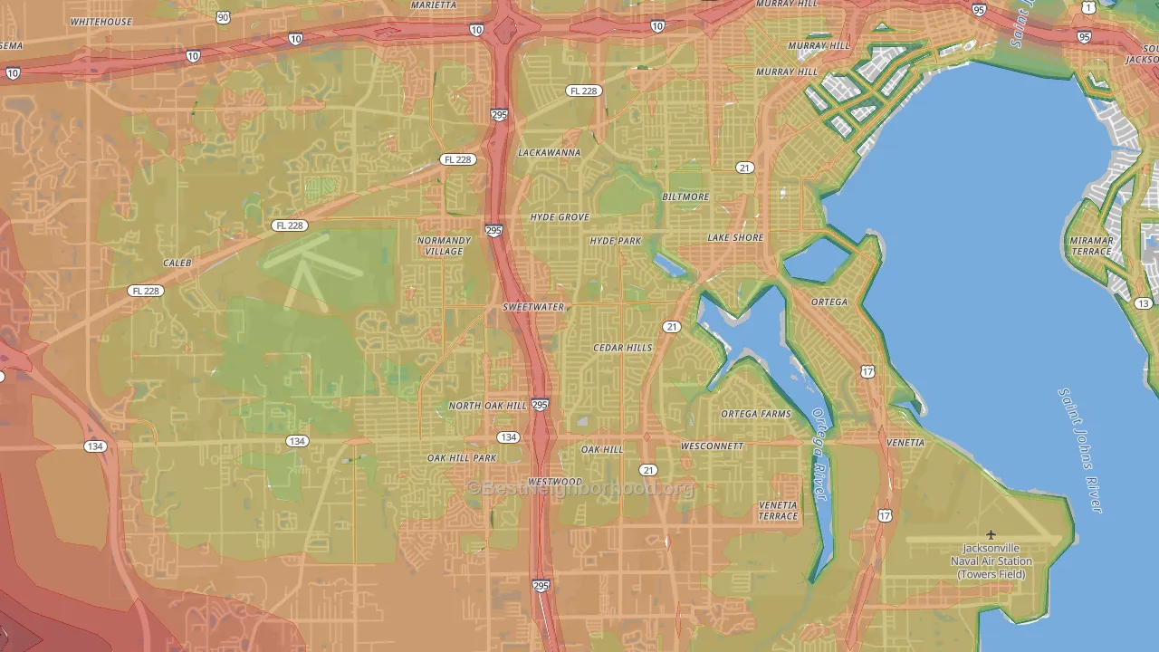 32210, FL Map of Noise Levels in 32210