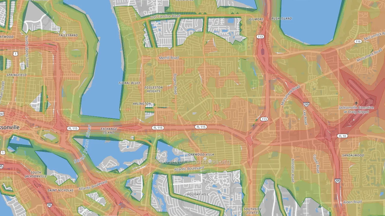 32211, FL Map of Noise Levels in 32211