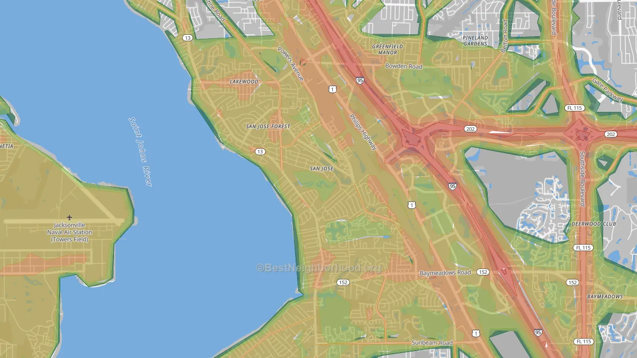 32217, FL Map of Noise Levels in 32217