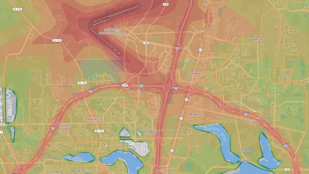 32218, FL Map of Noise Levels in 32218