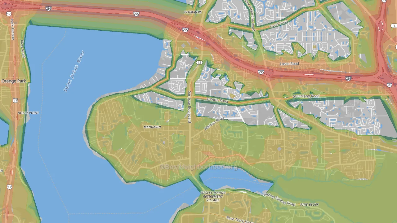 32223, FL Map of Noise Levels in 32223