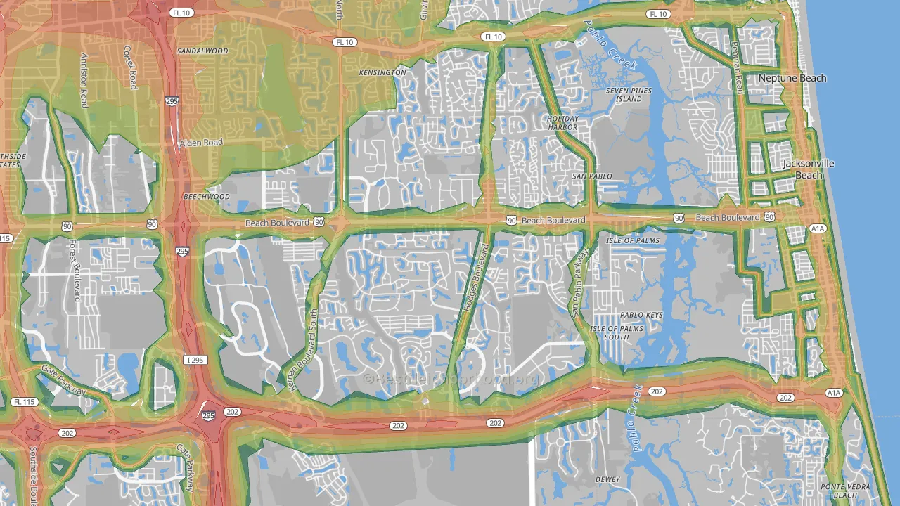 32224, FL Map of Noise Levels in 32224