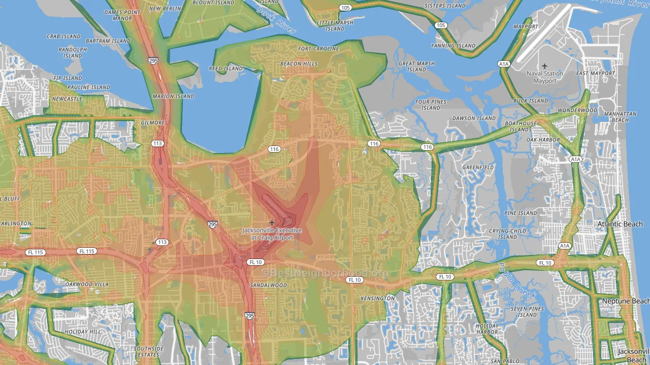 32225, FL Map of Noise Levels in 32225