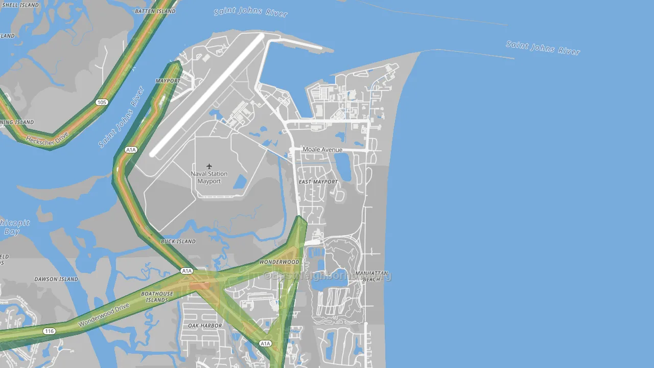 32227, FL Map of Noise Levels in 32227