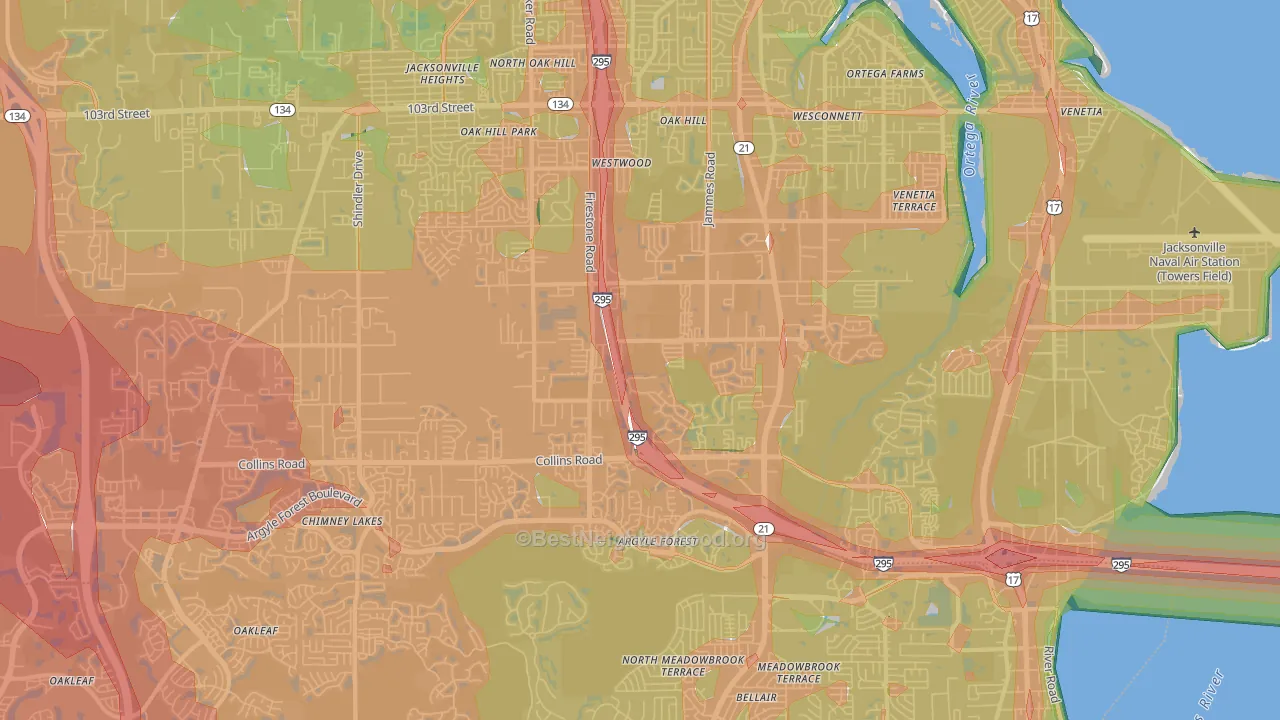 32244, FL Map of Noise Levels in 32244