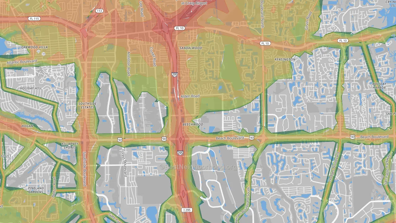 32246, FL Map of Noise Levels in 32246