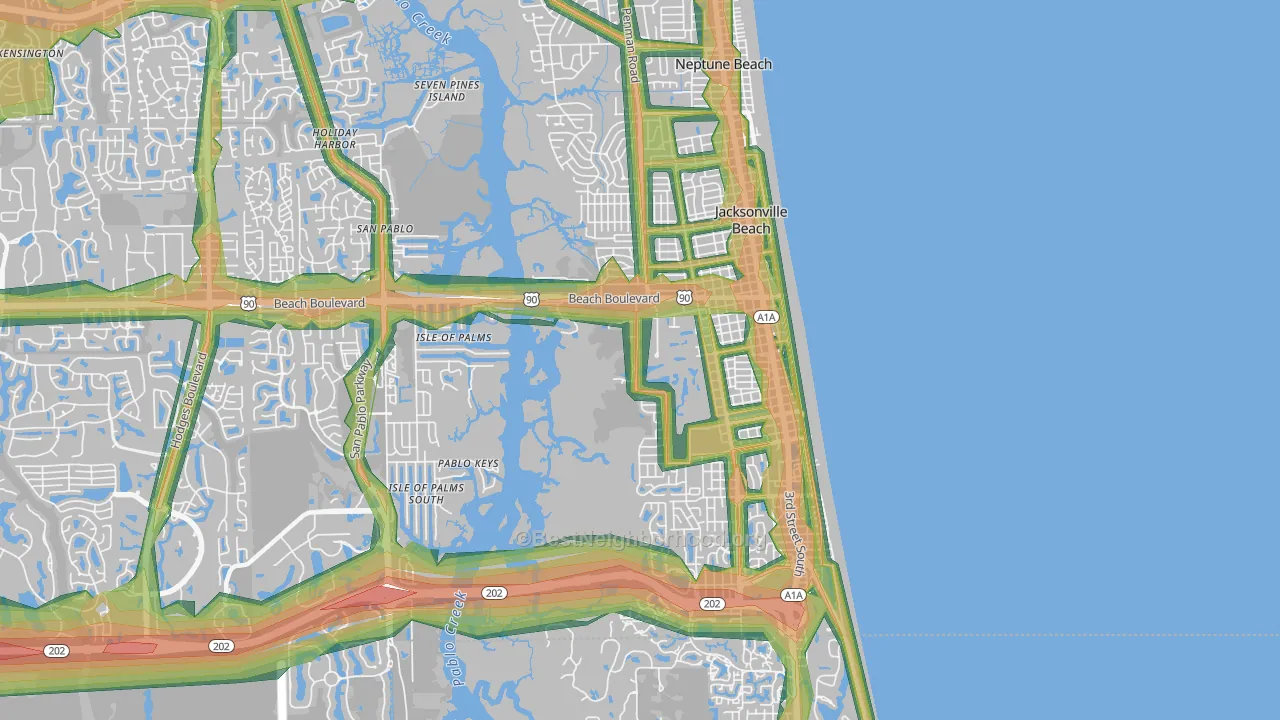 32250, FL Map of Noise Levels in 32250