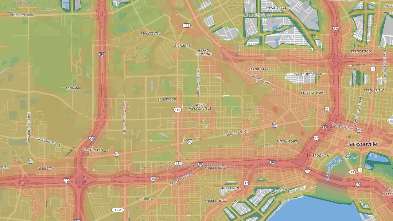 32254, FL Map of Noise Levels in 32254