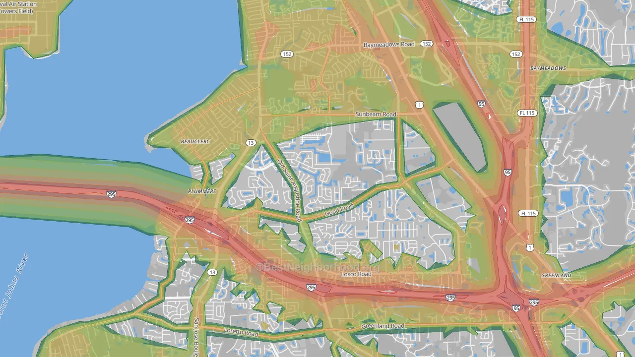 32257, FL Map of Noise Levels in 32257