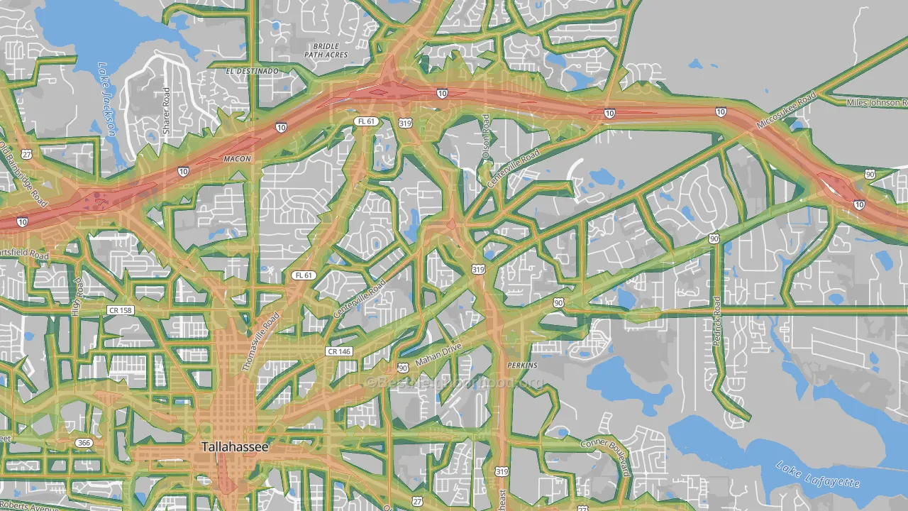 32308, FL Map of Noise Levels in 32308