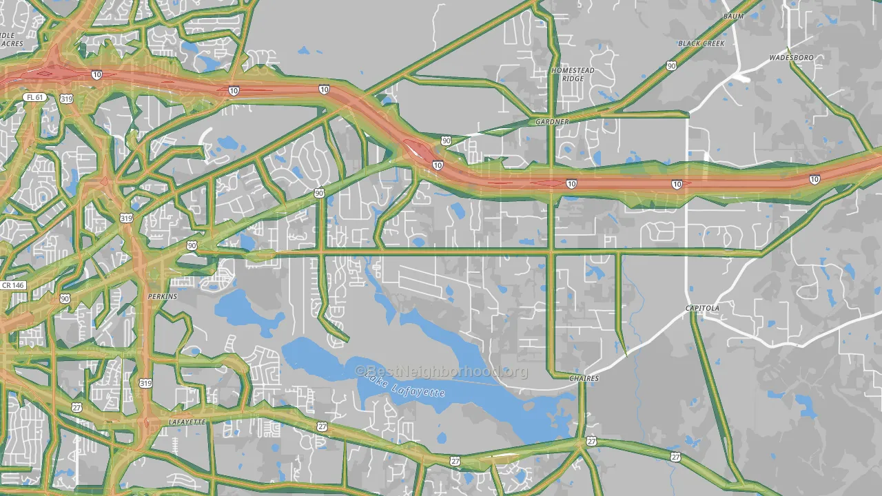 32317, FL Map of Noise Levels in 32317