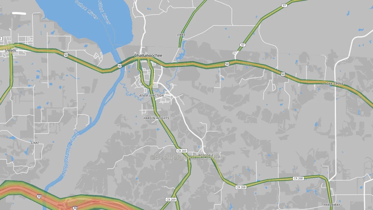 32324, FL Map of Noise Levels in 32324