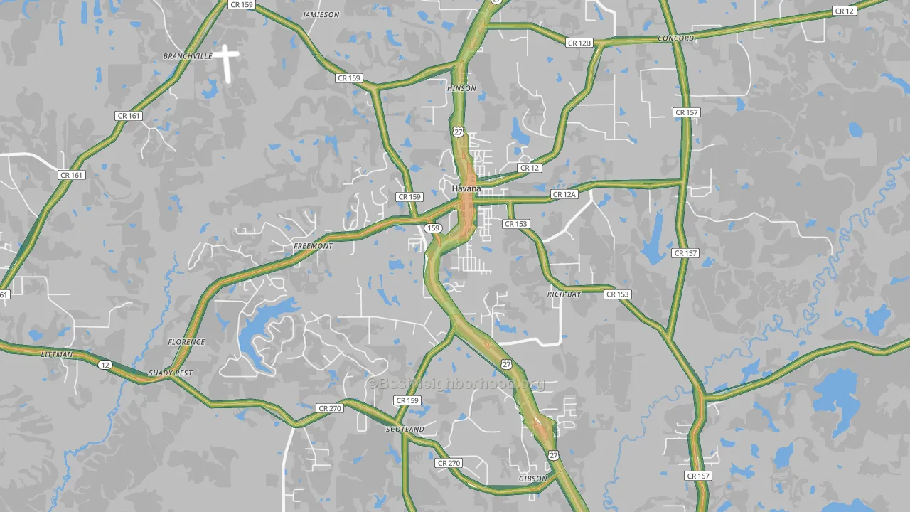 32333, FL Map of Noise Levels in 32333