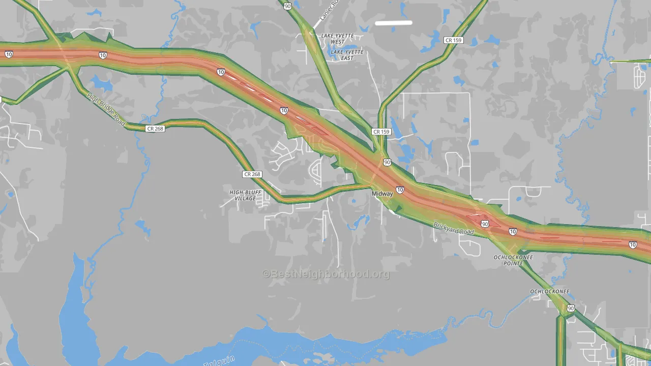 32343, FL Map of Noise Levels in 32343