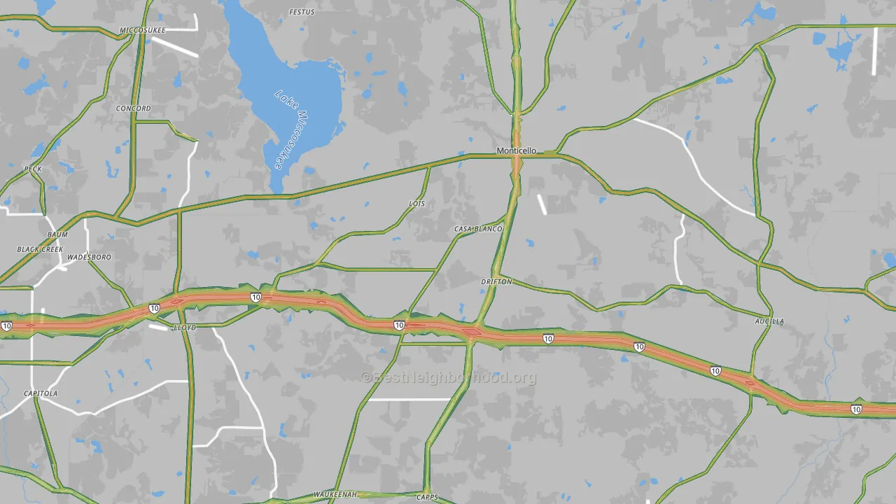 32344, FL Map of Noise Levels in 32344