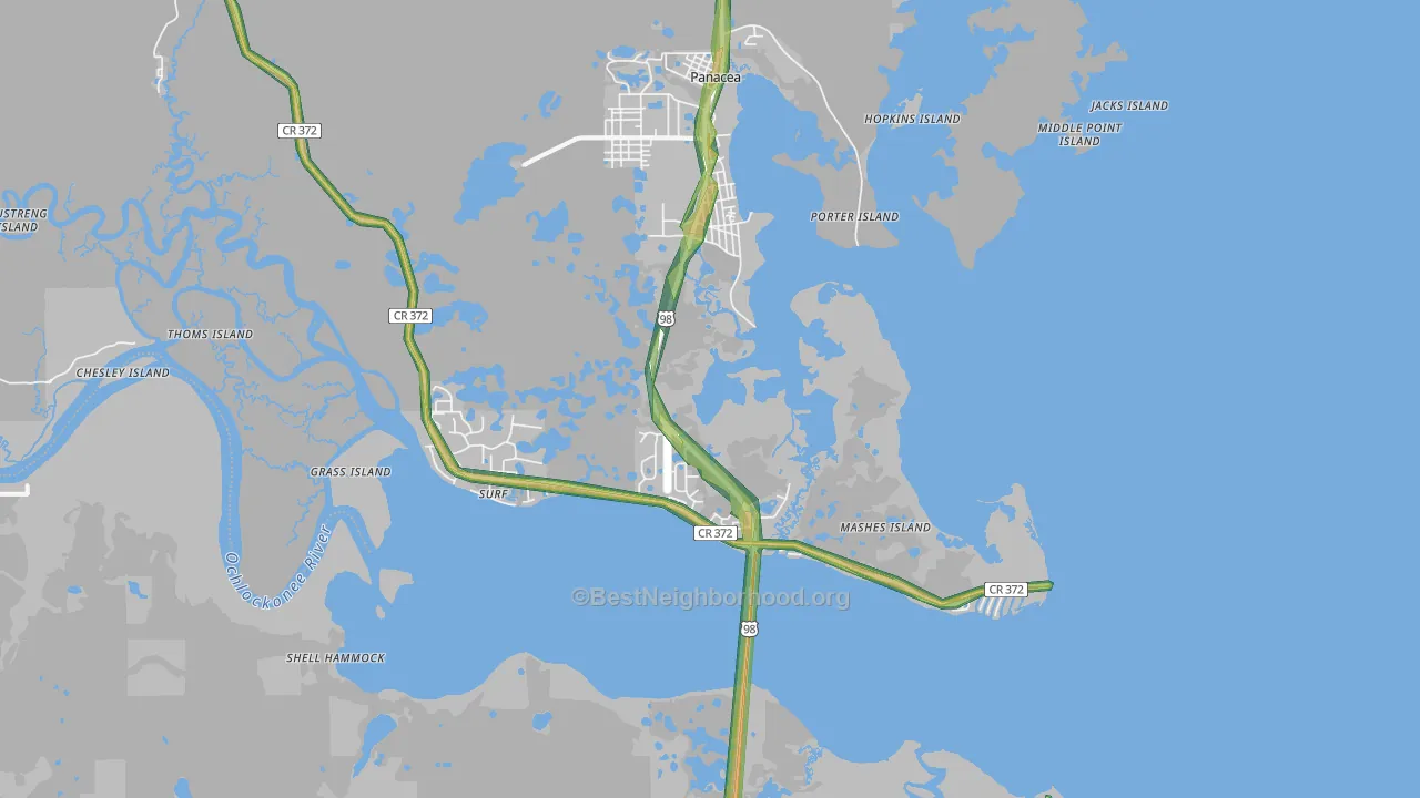 32346, FL Map of Noise Levels in 32346