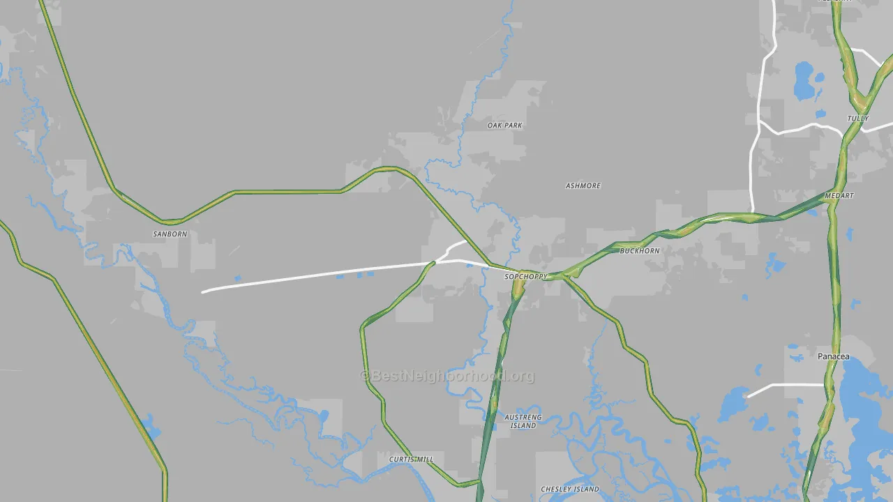 32358, FL Map of Noise Levels in 32358
