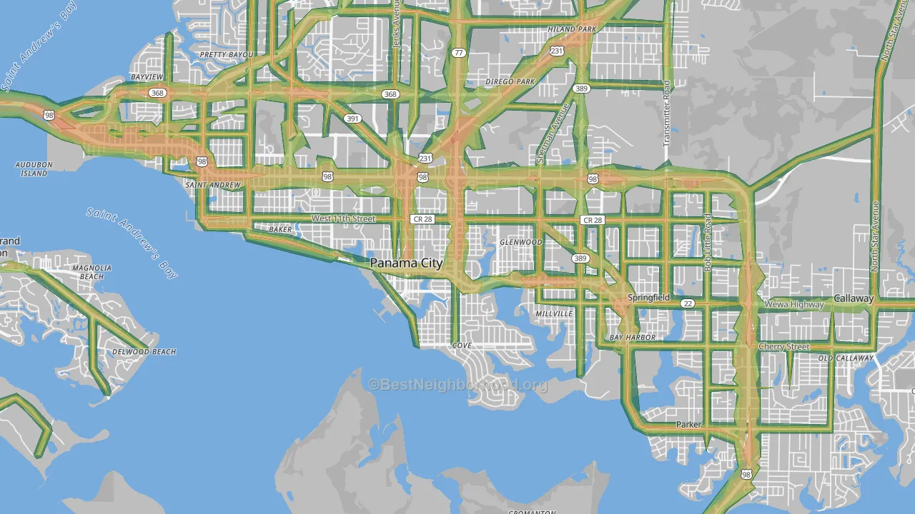 32401, FL Map of Noise Levels in 32401