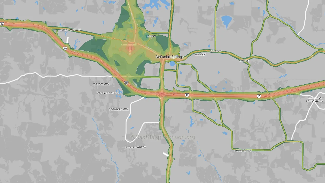 32435, FL Map of Noise Levels in 32435