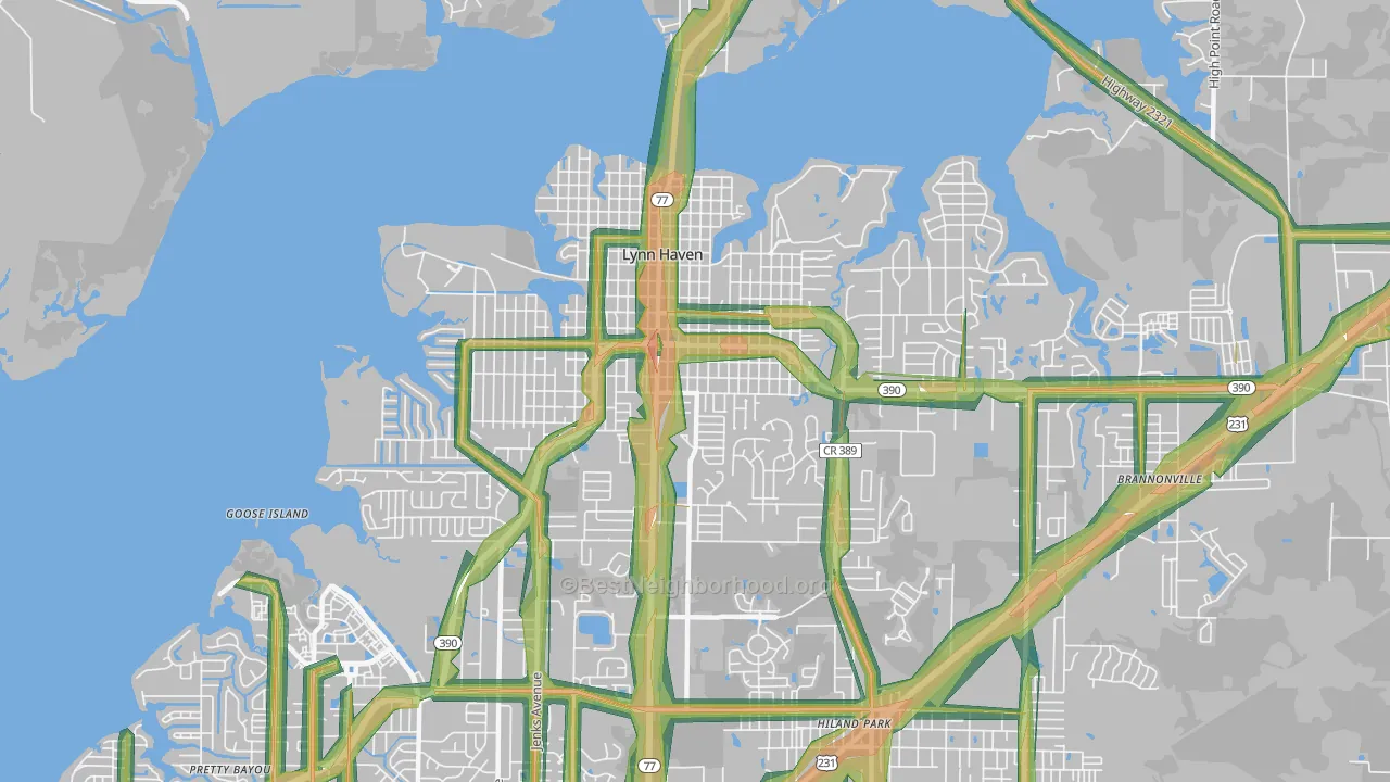32444, FL Map of Noise Levels in 32444
