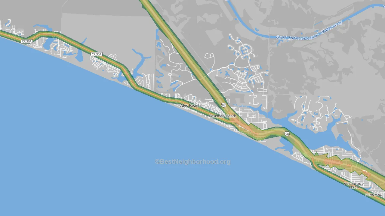 32461, FL Map of Noise Levels in 32461