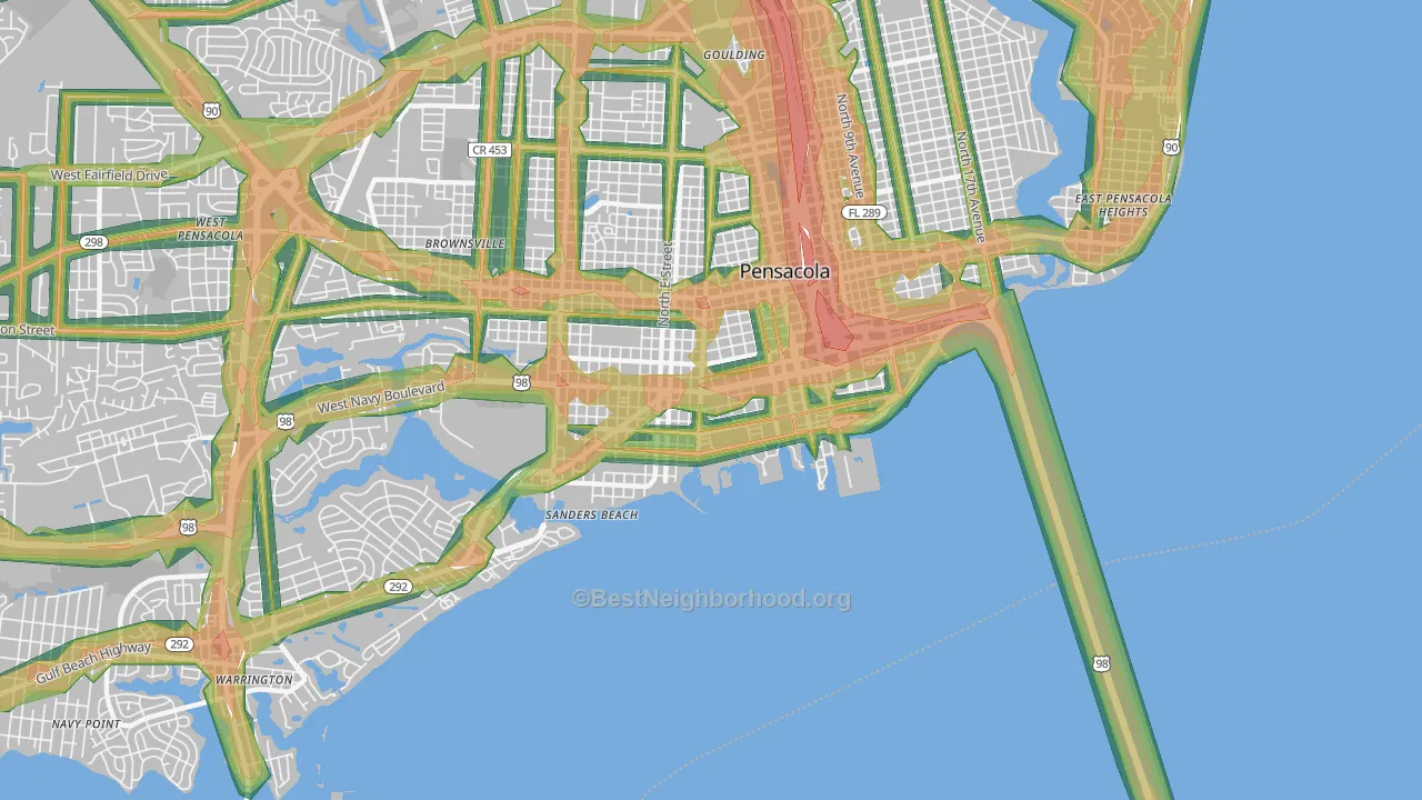 32502, FL Map of Noise Levels in 32502