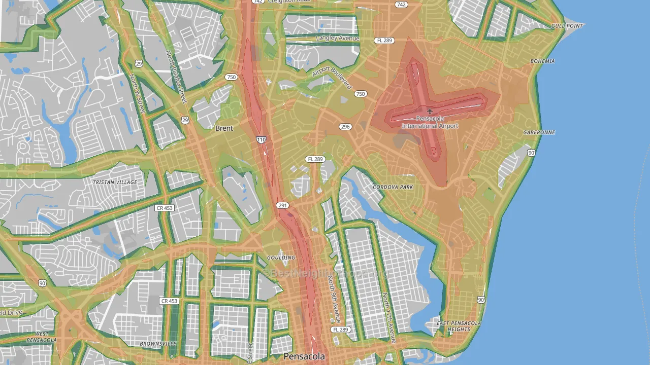 32503, FL Map of Noise Levels in 32503