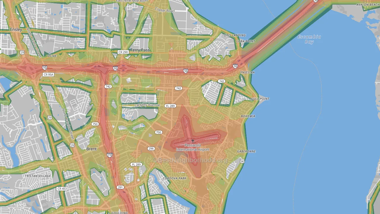 32504, FL Map of Noise Levels in 32504