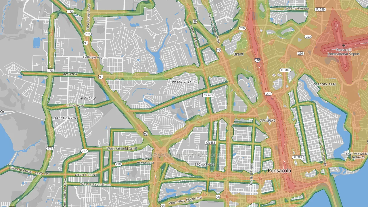 32505, FL Map of Noise Levels in 32505