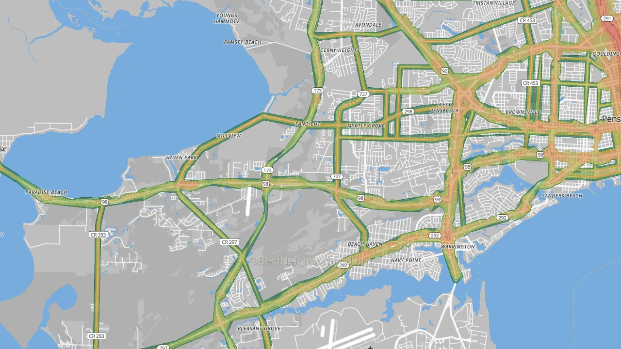 32506, FL Map of Noise Levels in 32506