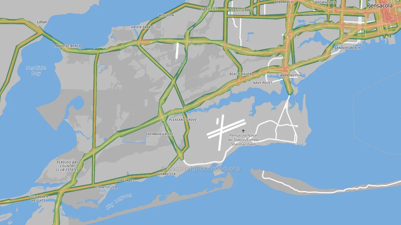 32507, FL Map of Noise Levels in 32507