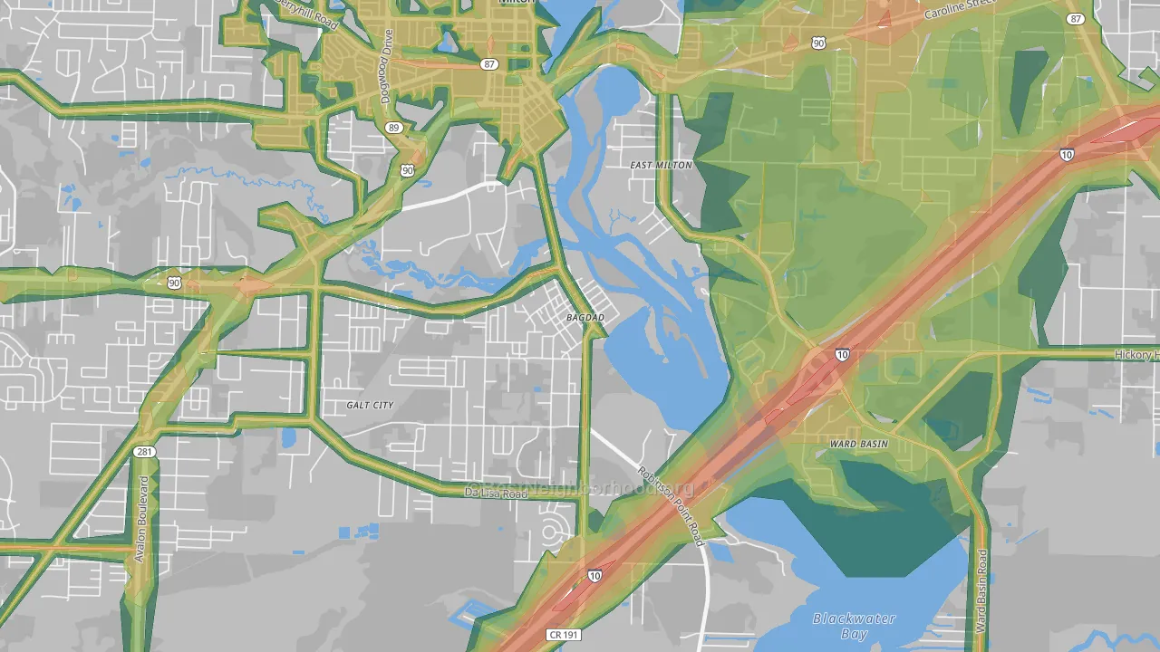32530, FL Map of Noise Levels in 32530