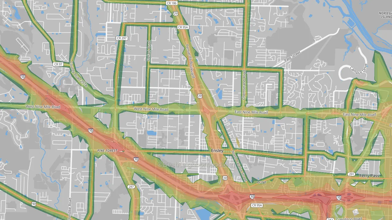 32534, FL Map of Noise Levels in 32534