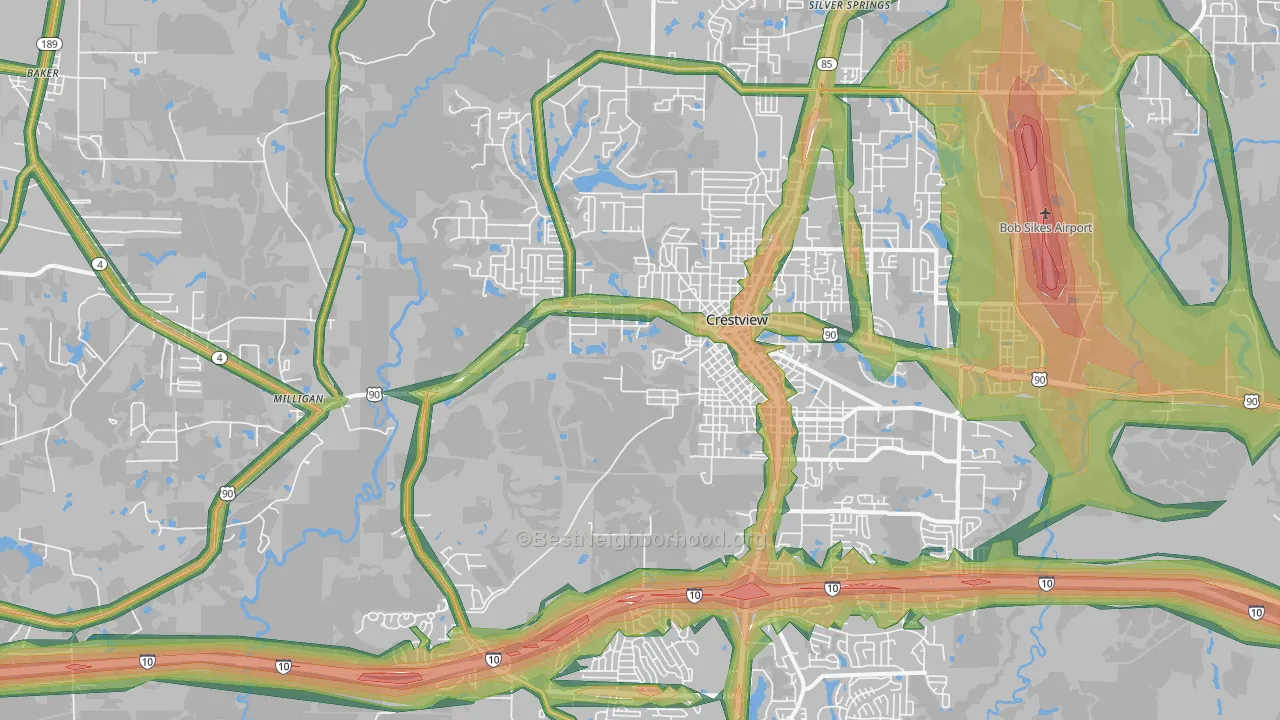 32536, FL Map of Noise Levels in 32536