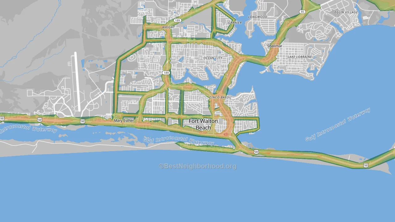 32548, FL Map of Noise Levels in 32548